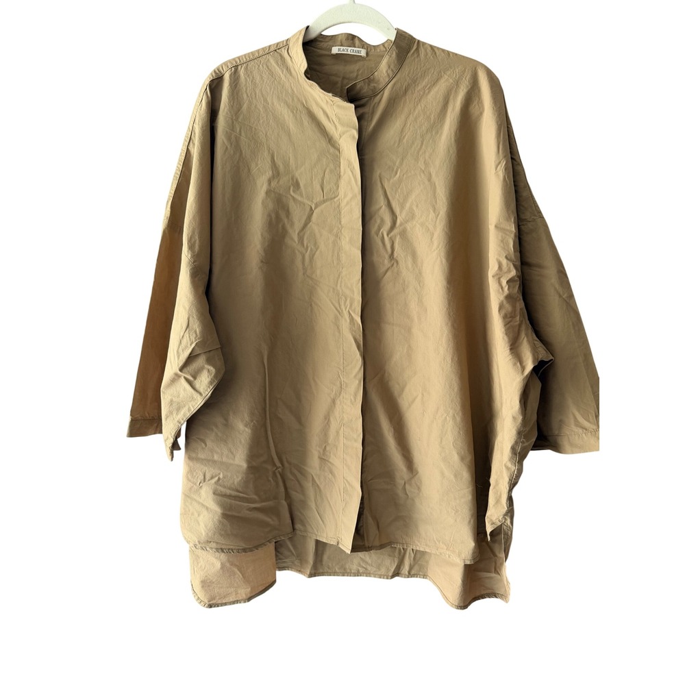 Black Crane Carpenter Tunic Tan Cotton Oversized Size L
